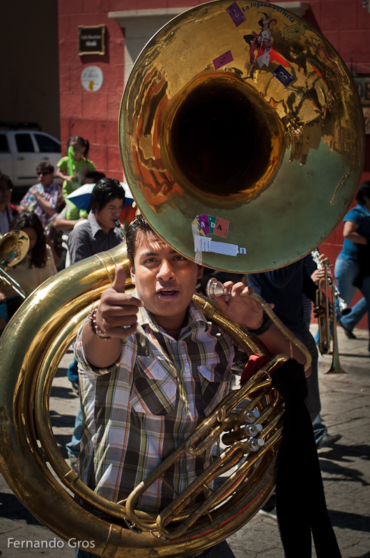 Marching in Oaxaca Town Centre