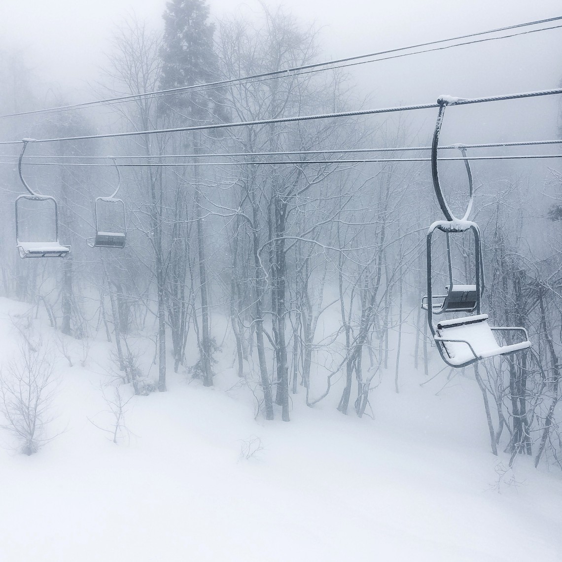 Chairlift In Snow - Tsugaike Kogen
